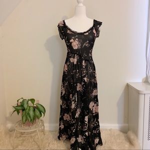 Kimchi Blue Black Floral Sheer Dress sz S
